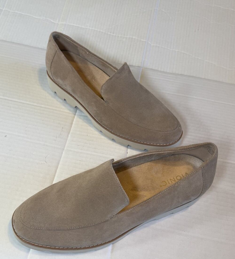 Vionic Kensley Womens 11 Suede Slip On Loafers Shoes Beige